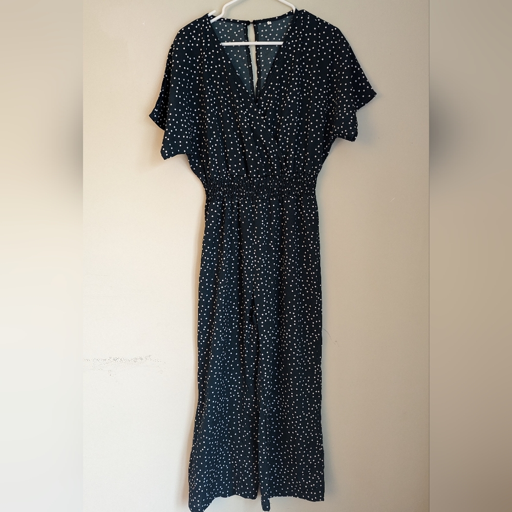 Green and White Polka Dot Medium Jumpsuit